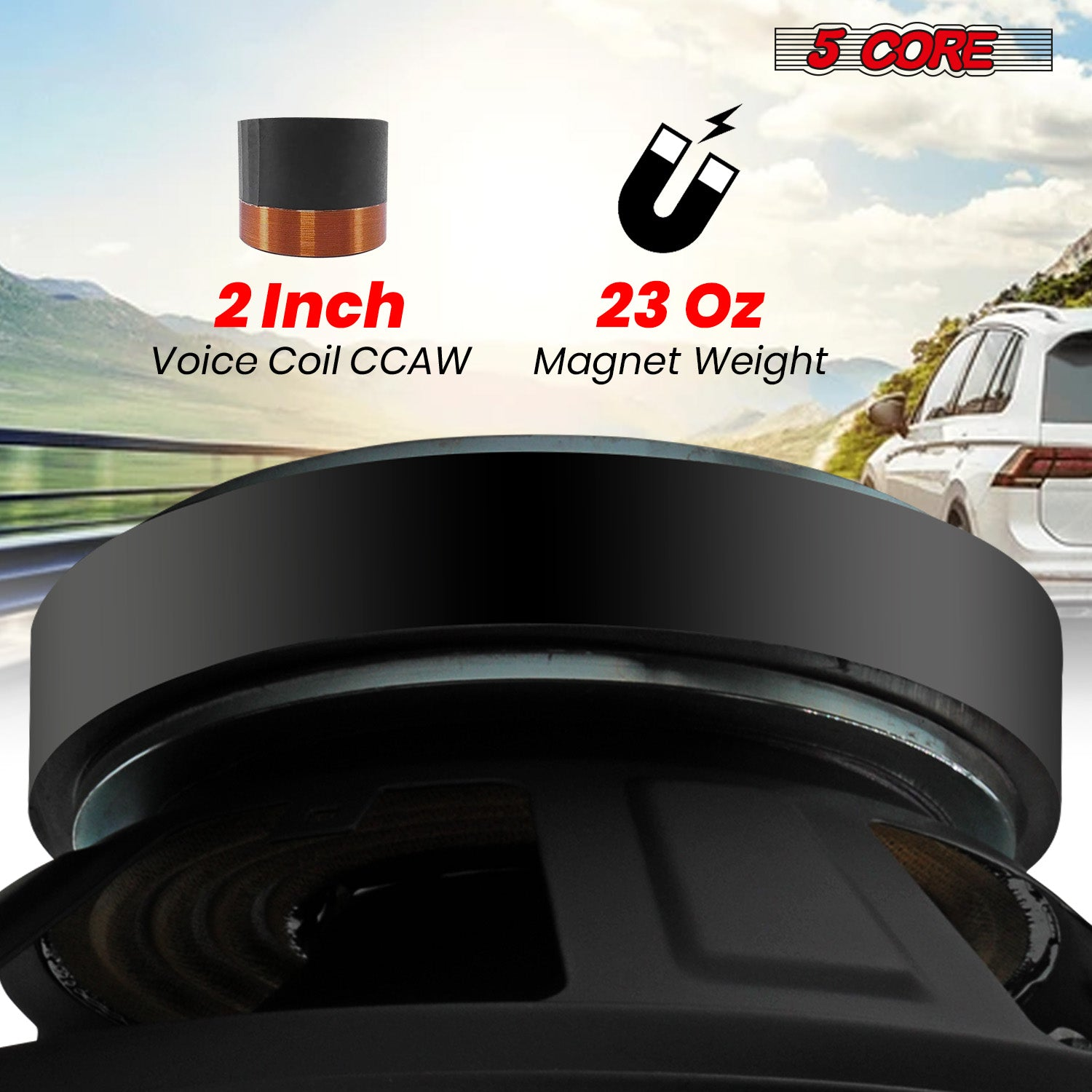 Pair of 15-inch Start2Finish automotive car woofers with deep bass, 900W, 4 Ohm, high-performance audio subwoofers for car audio systems.