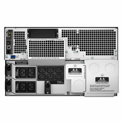 Interactive APC SRT8KRMXLI uninterruptible power supply system for consumer electronics, with display and power connections.