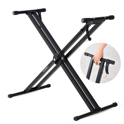Start2Finish 5 Core Keyboard Stand with adjustable height, quick release, and portable design for musical instruments and DJ setups.