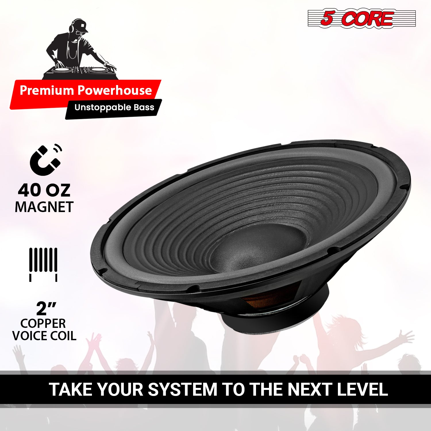 Pair of 15-inch Start2Finish automotive car woofers with 1000W power, deep bass sound, and 4-ohm impedance for replacement subwoofers.