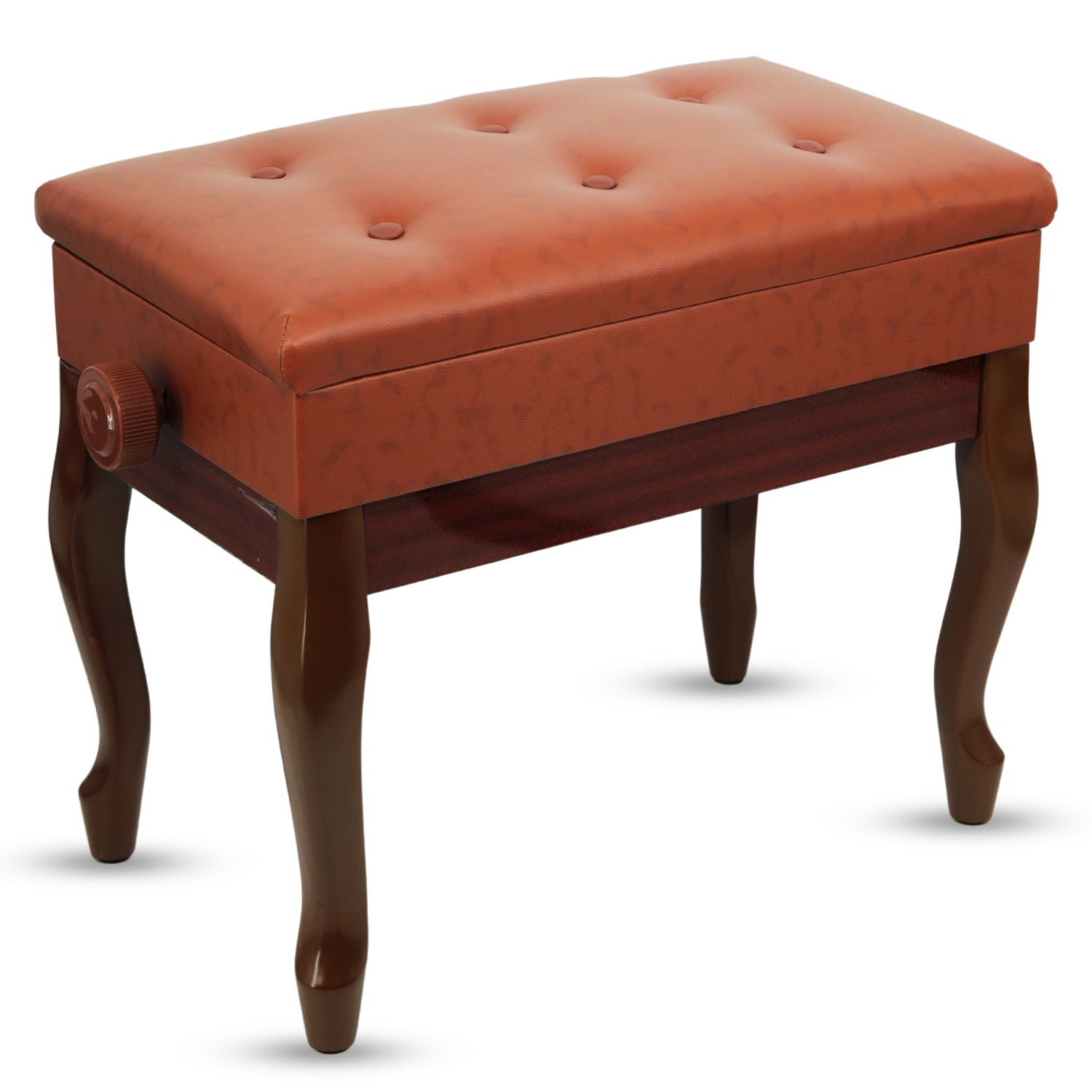 Start2Finish 5 Core padded piano bench with wooden frame, adjustable height, storage compartment, designed for musicians.