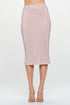 Made in USA solid plisse midi skirt by Jade Icarus, showcasing the textured fabric and elegant length.
