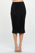 Jade Icarus Made in USA solid plisse midi skirt, shown in a stylish automotive-inspired design, with pleated fabric and mid-length cut.