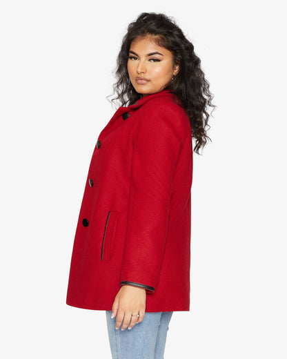 Rose Eleusis wool blend contrast trim coat from 1920s, stylish jacket with tailored fit and vintage-inspired design.