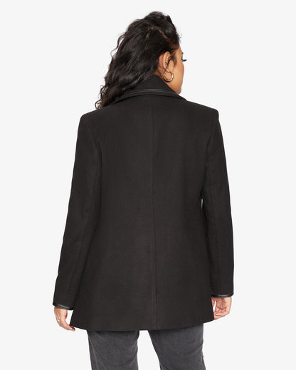 Rose Eleusis Wool Blend Contrast Trim Coat from 1920, stylish jacket with contrasting trim, warm and elegant outerwear.
