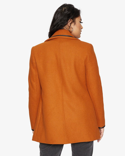 Rose Eleusis wool blend coat with contrast trim, stylish vintage jacket with tailored fit and classic design.