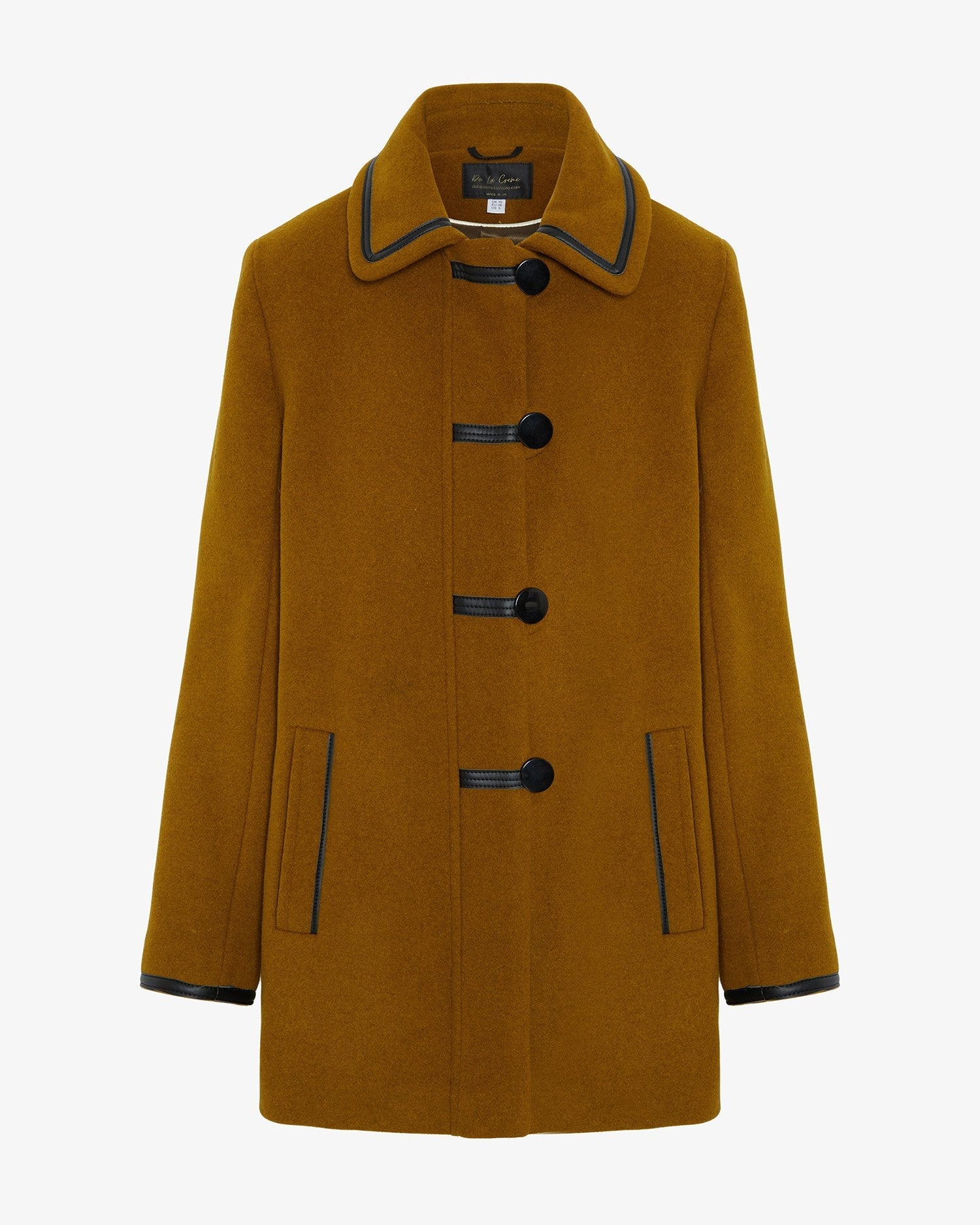 Rose Eleusis wool blend contrast trim coat, vintage 1920s style jacket with tailored fit and classic design.