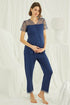 Navy blue lace maternity and nursing pajamas by Burgundy Artemis, featuring delicate lace details and comfortable fit.
