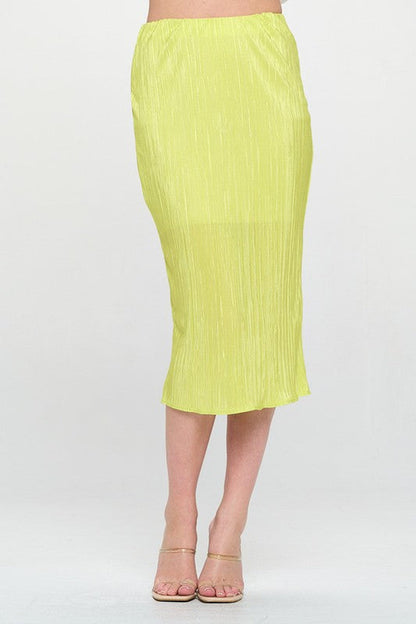 Jade Icarus solid plisse midi skirt with elastic waistband, flowing women&