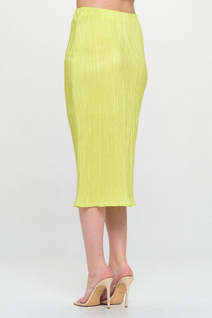 Jade Icarus solid plisse midi skirt with elastic waistband, flowing women&