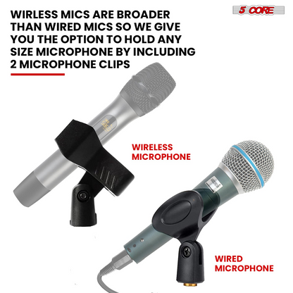 Start2Finish 5-core microphone stand with adjustable height, round base, lock-tight knob, and 5/8 thread adapter for musical instruments.