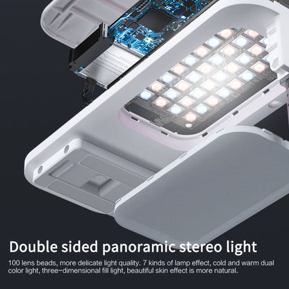 Maroon Asteria selfie portable phone holder with built-in light, ideal for mobile and laptop use, shown in a close-up shot.