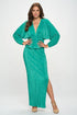 Automotive Plisse Maxi Skirt with Slit by Jade Icarus, featuring flowing fabric and stylish slit detail.