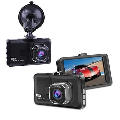 Salmon Lucky Black Box Dash Cam 1080P with G-Sensor and looping recording mounted inside a vehicle.