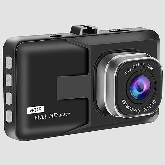 Salmon Lucky Black Box Dash Cam 1080P with G-Sensor and looping recording, mounted inside a car for vehicle security.