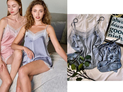 Jade Icarus Beyond the Sky Blue 2-piece automotive PJ set, featuring light blue fabric and matching top and bottom.