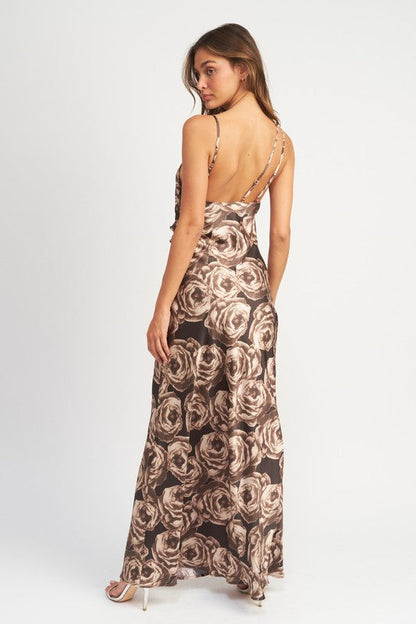 Jade Icarus asymmetrical neck maxi dress for women, flowing fabric, stylish design, and elegant fit in a full-length view.