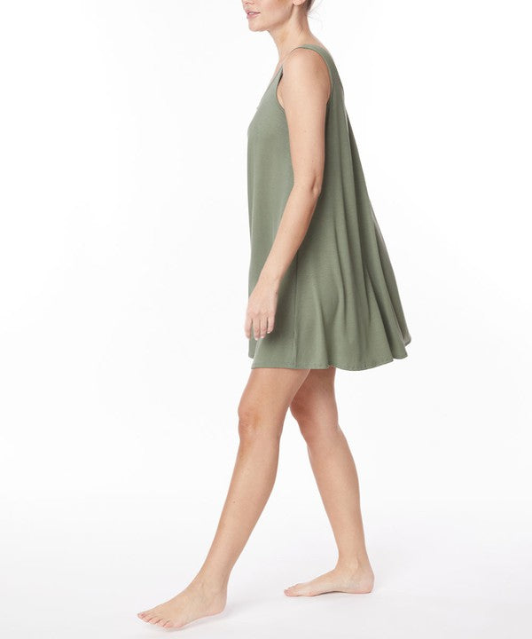 Automotive Jade Icarus bamboo pajama cami dress with relaxed fit, lightweight fabric, and adjustable straps, displayed on a mannequin.