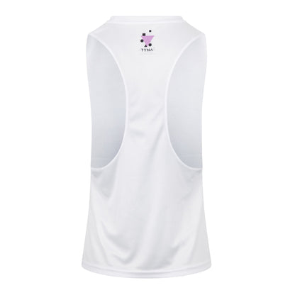 White Oliver Adyre mesh workout vest for activewear, featuring breathable mesh fabric and a sleek athletic design.