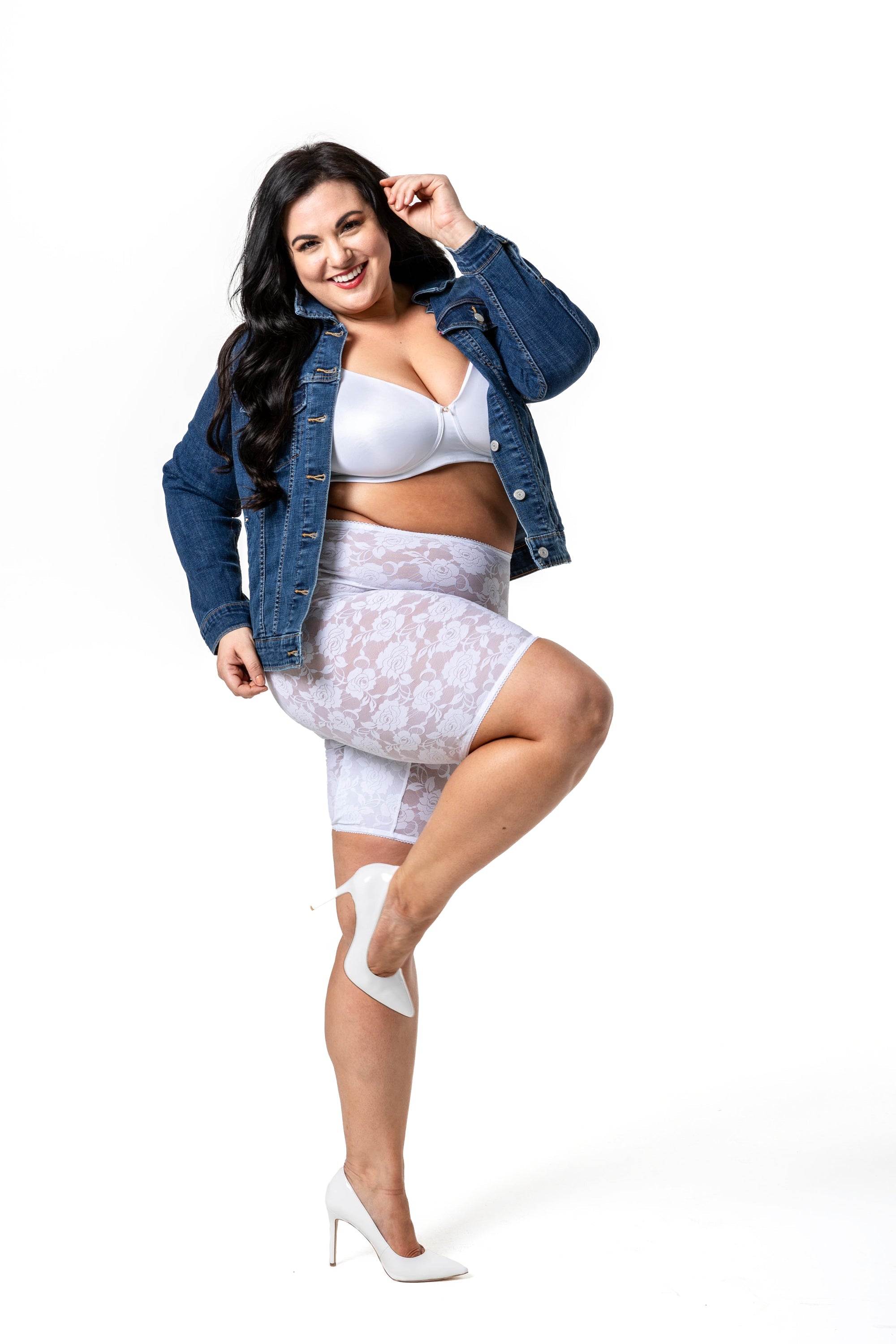 White Elegance Panty Shorts by Bandelettes® from Cerise Arachne, showcasing smooth fabric and comfortable fit for lingerie and underwear.