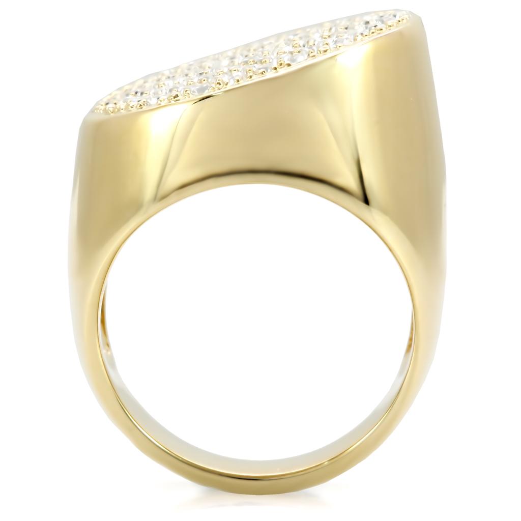 Gold brass ring with clear top grade crystal, stylish jewelry accessory from Turquoise Tiger.