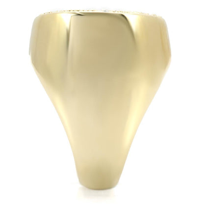 Gold brass ring with a clear top-grade crystal, featuring a stylish design by Turquoise Tiger.