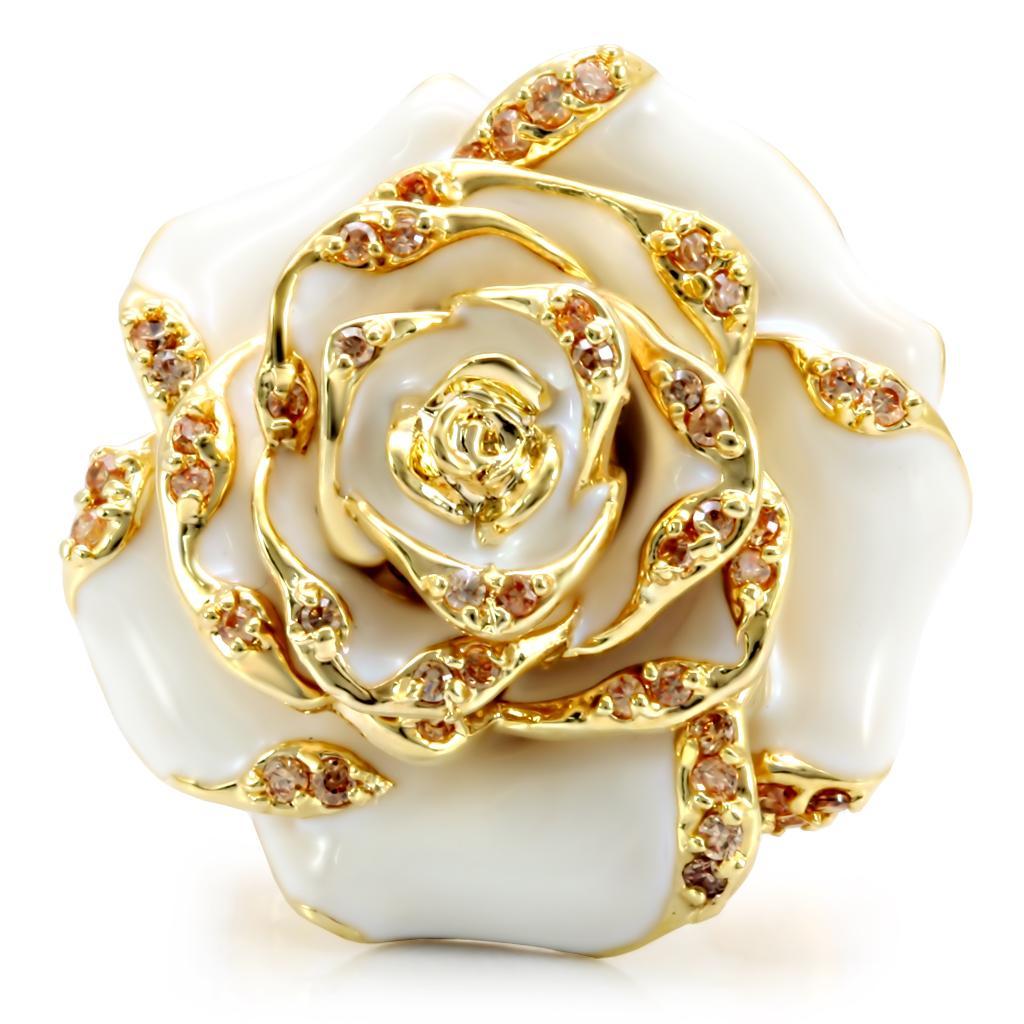 Gold brass ring by Turquoise Tiger featuring a champagne-colored AAA grade CZ gemstone, elegant jewelry accessory