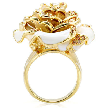Gold brass ring with AAA grade champagne CZ stone from Turquoise Tiger jewelry collection.