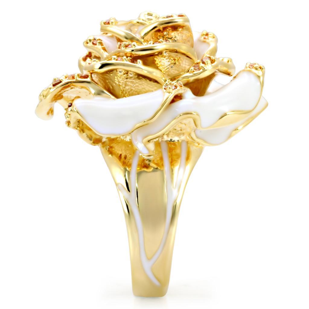 Gold brass ring with AAA grade champagne cubic zirconia by Turquoise Tiger, featuring a polished, elegant jewelry design.