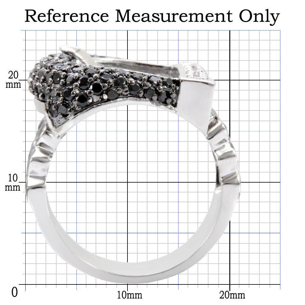 Rhodium and ruthenium brass ring by Turquoise Tiger featuring AAA grade black cubic zirconia for elegant jewelry style.