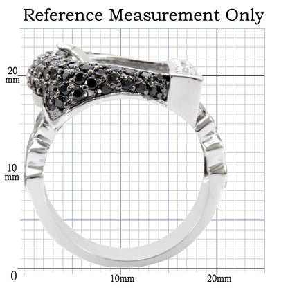 Rhodium and ruthenium brass ring by Turquoise Tiger featuring AAA grade black cubic zirconia for elegant jewelry style.