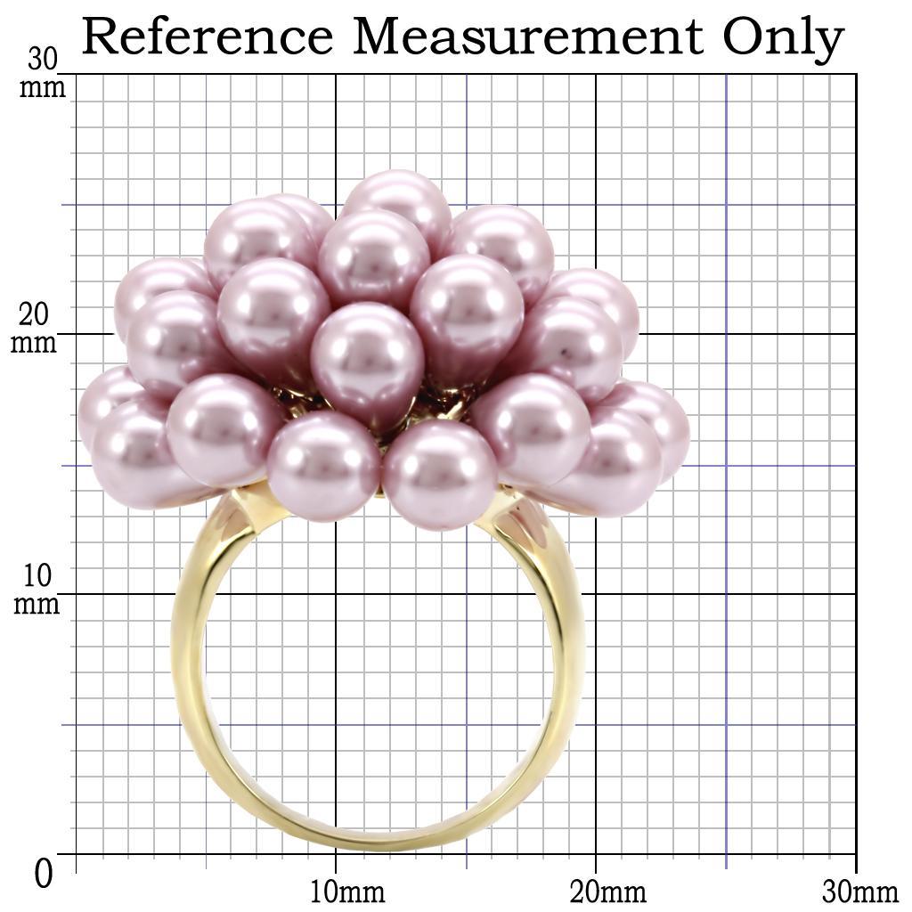 Turquoise Tiger 1W051 gold brass ring featuring a synthetic pearl in light amethyst, showcasing a stylish jewelry design.