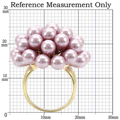 Turquoise Tiger 1W051 gold brass ring featuring a synthetic pearl in light amethyst, showcasing a stylish jewelry design.