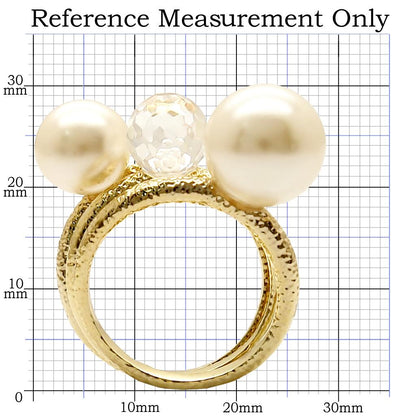 Gold brass ring with synthetic pearl in citrine yellow by Turquoise Tiger, showcasing the elegant band and decorative pearl detail.