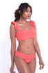 Red Medusa eyelet coral bikini top with adjustable straps, featuring stylish eyelet details for a trendy swimwear look.