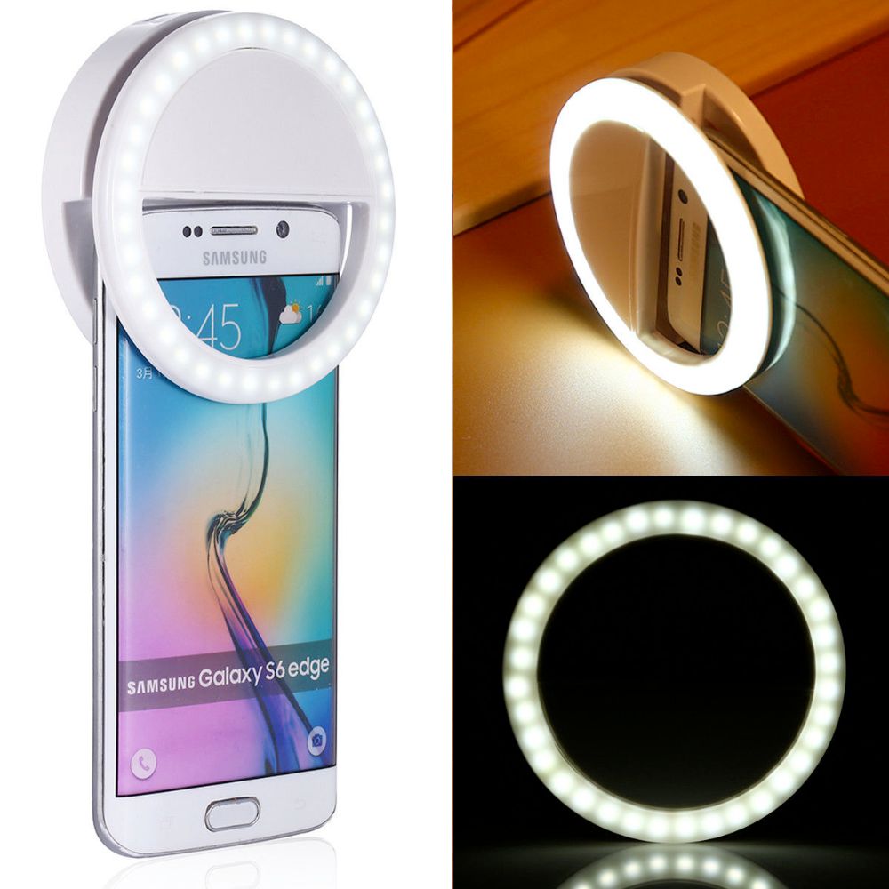 Yellow Pandora portable selfie ring clip-on for mobile phones, compact accessory with adjustable LED ring light for enhanced selfies.