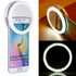 Yellow Pandora portable selfie ring clip-on for mobile phones, compact accessory with adjustable LED ring light for enhanced selfies.