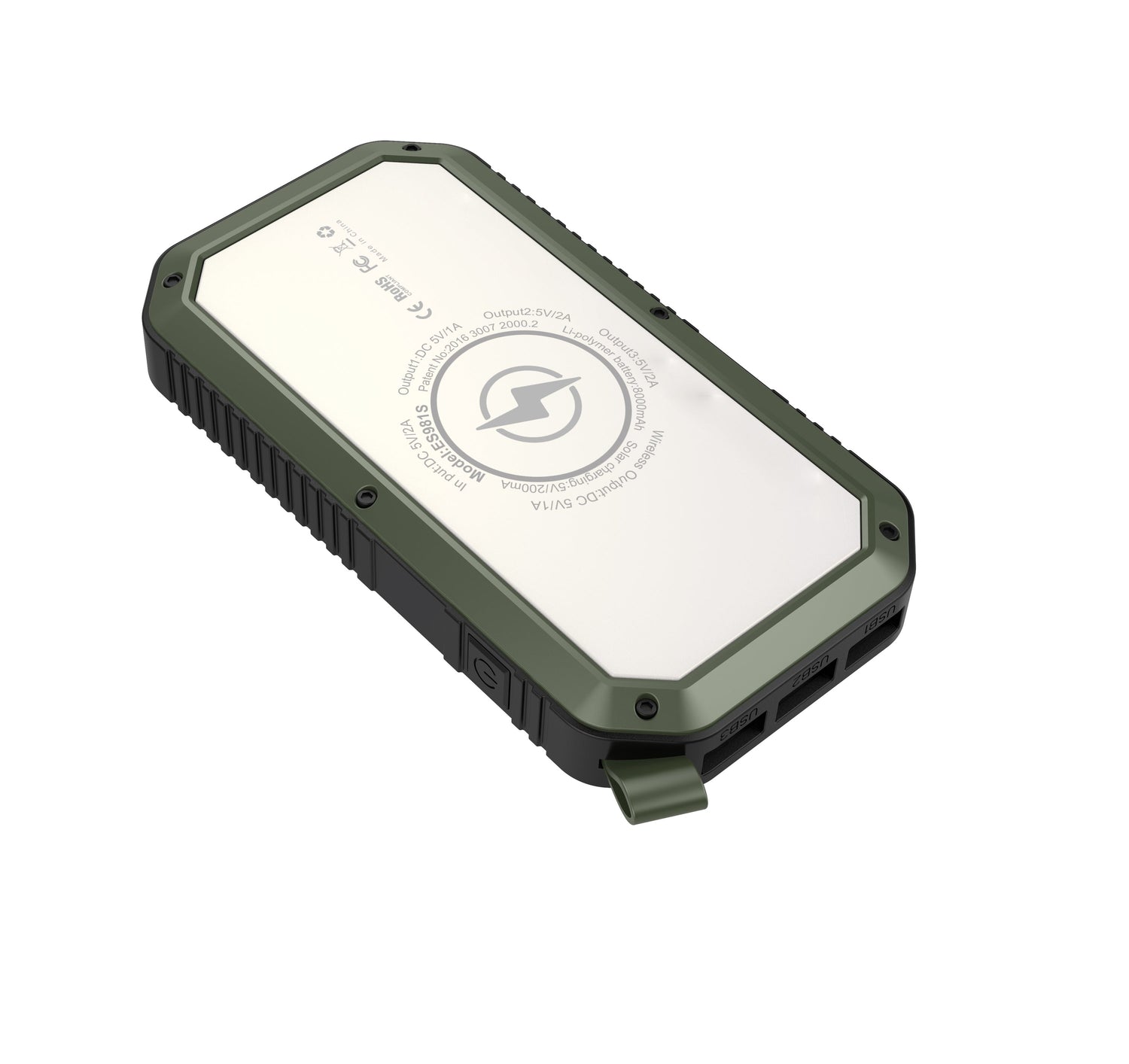 Salmon Lucky Sun Chaser Mini solar-powered wireless phone charger with 10,000mAh capacity and compact design.