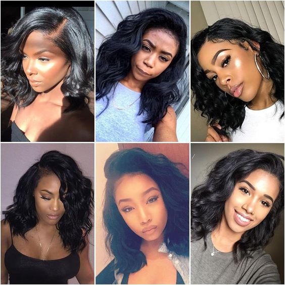 Elegant natural wave bob lace front wig by Peach Epimetheus, featuring 13x4 lace and natural human hair for a seamless hairline.