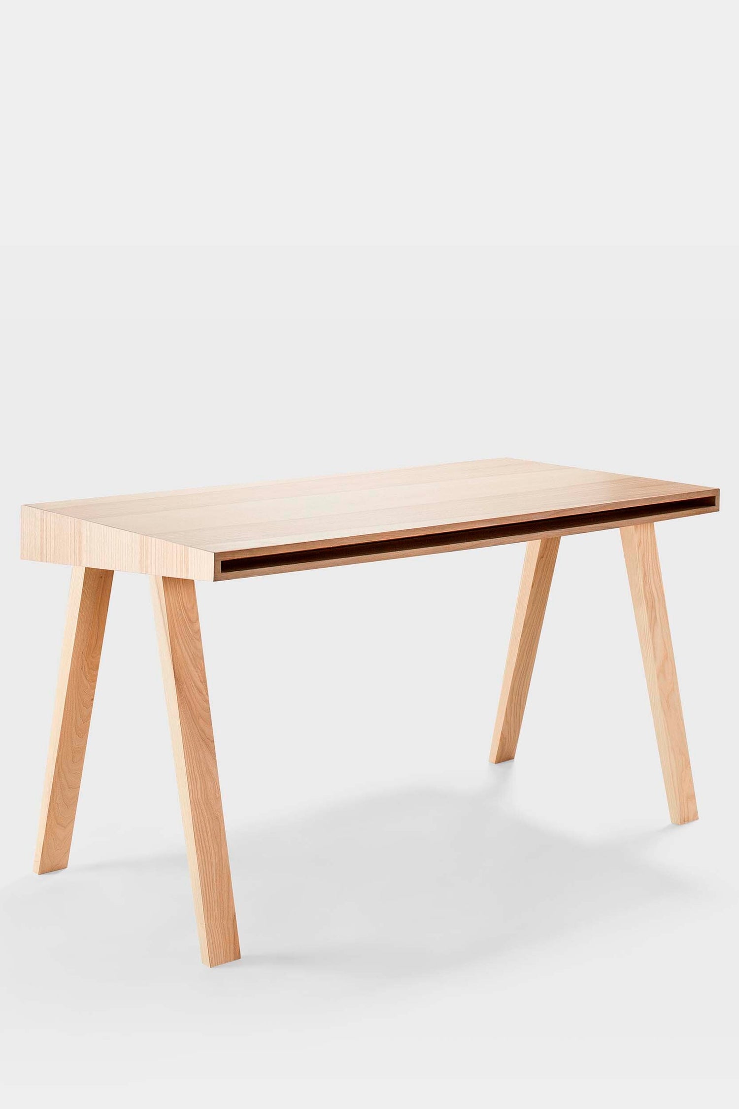 Aquamarine Poppy 4.9 desk showing a modern wooden furniture piece with a smooth surface and sturdy legs.