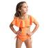 Bright neon Fiesta trikini for kids, colorful Bronze Tartarus swimwear with playful design, perfect for kids&