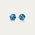 Cyan Apollo Irene Bermuda Blue earrings with 4mm iridescent and blue cubic crystal studs, showcasing vibrant color and sparkling detail.