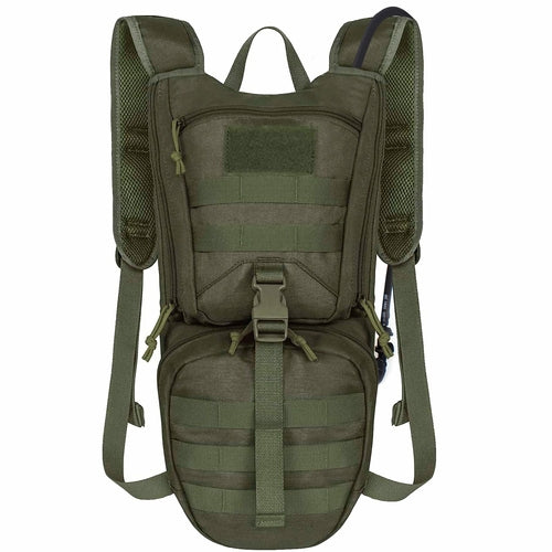 Indigo Eurybia tactical hydration backpack with 2.5L bladder, thermal insulation, adjustable straps, and multiple compartments for outdoor sports.