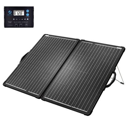 Fuchsia Rose ACOPower 120W portable solar panel kit in a lightweight briefcase for outdoor sports and camping activities