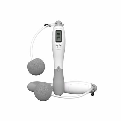 Salmon Lucky electronic jump rope for full body home gym workout, featuring adjustable speed and digital display.