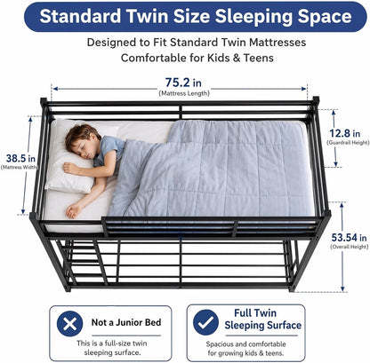 Twin Industrial Strength Metal Bunk Bed Rails System