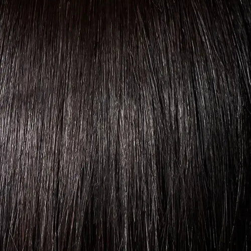 Anita Peach Clymene short human hair wig with loose curls in off-black 1b color, showcasing natural volume and curl definition.