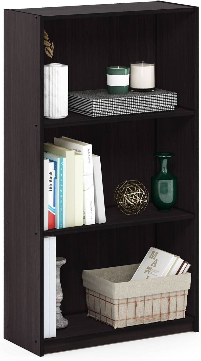 Threefold Tier Bookcase Storage Systems Dark Walnut