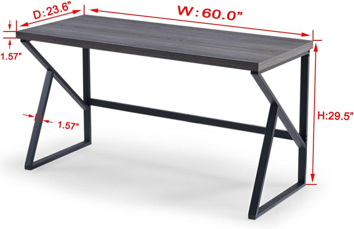 60Inch Wide Rustic Gray Industrial Grade Computer Desk