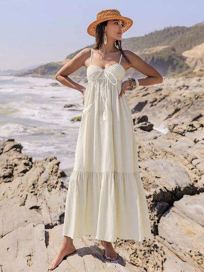 Pear Daisy sweetheart neck spaghetti strap dress for home and garden, featuring a stylish, feminine design in soft fabric.